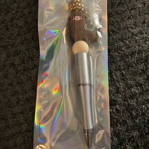 handcrafted Cute Llama Top Silver Ballpoint Pen